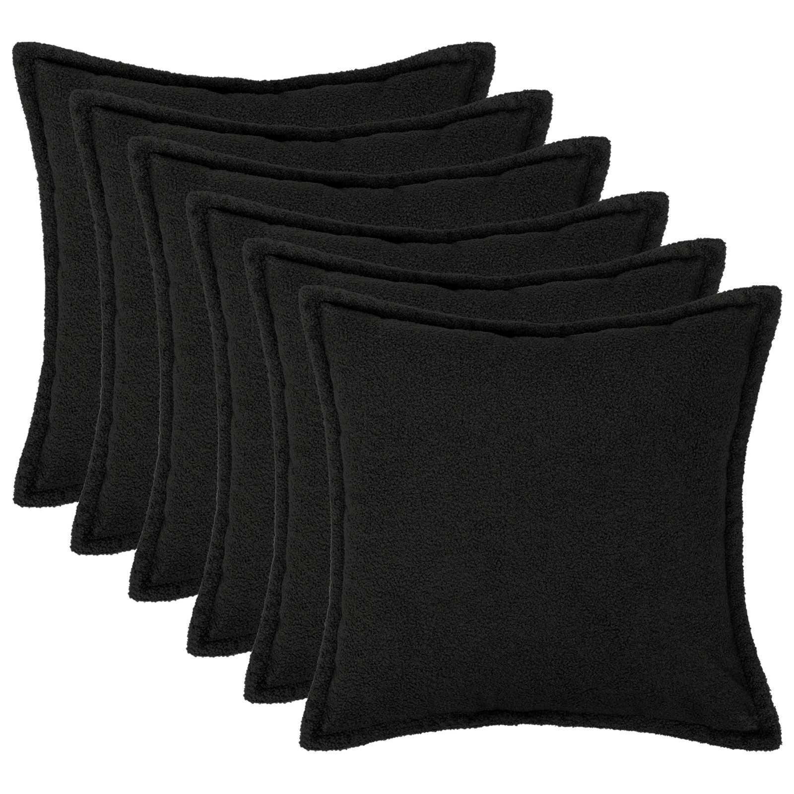 Pudebetræk 6 stk HOUTEN sort 45 x 45 cm bouclé
