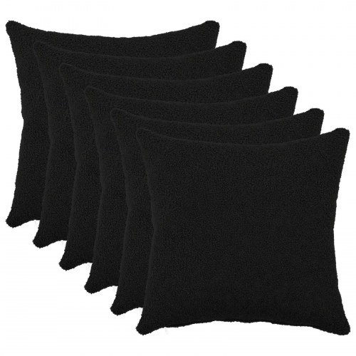 Pudebetræk 6 stk HEERLEN sort 40 x 40 cm bouclé