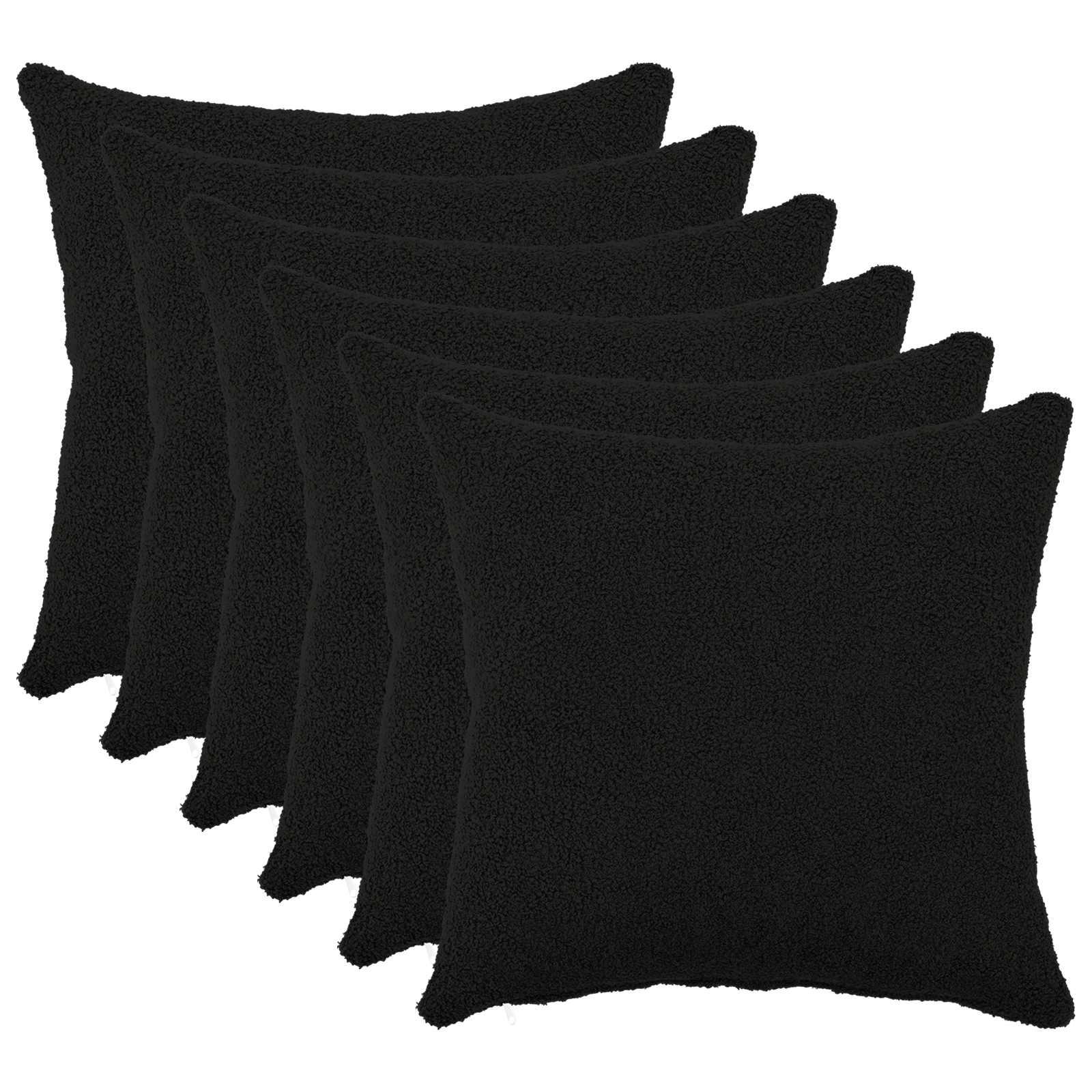 Pudebetræk 6 stk HEERLEN sort 40 x 40 cm bouclé