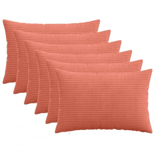 Pudebetræk 6 stk HEERLEN rød orange 40 x 60 cm i cordfløjl