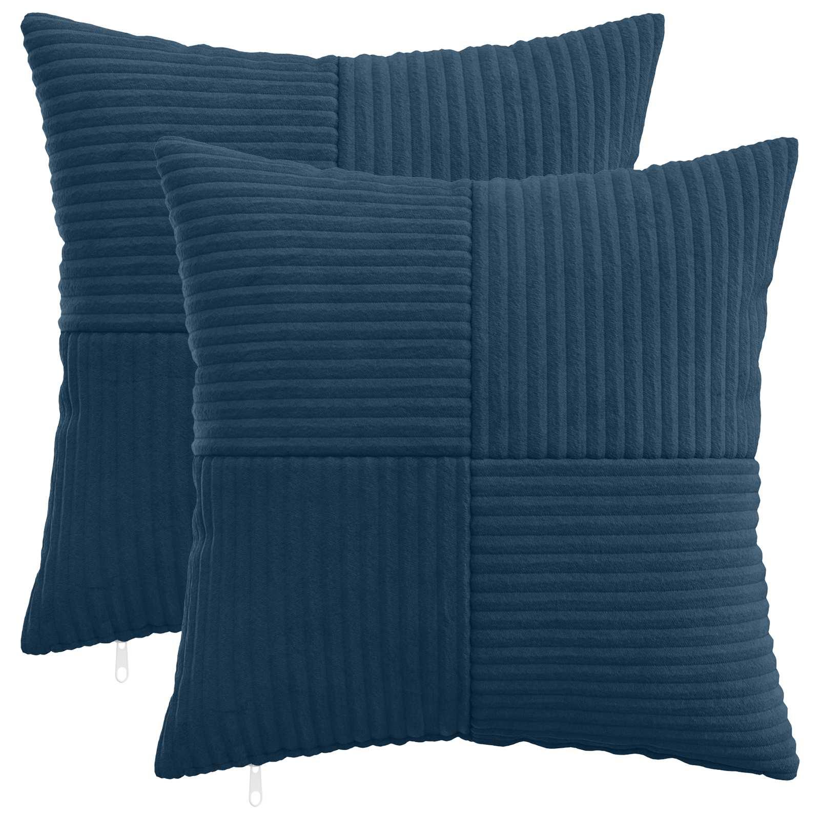 Pudebetræk 2 stk ALMELO mørkeblå 45 x 45 cm i cordfløjl