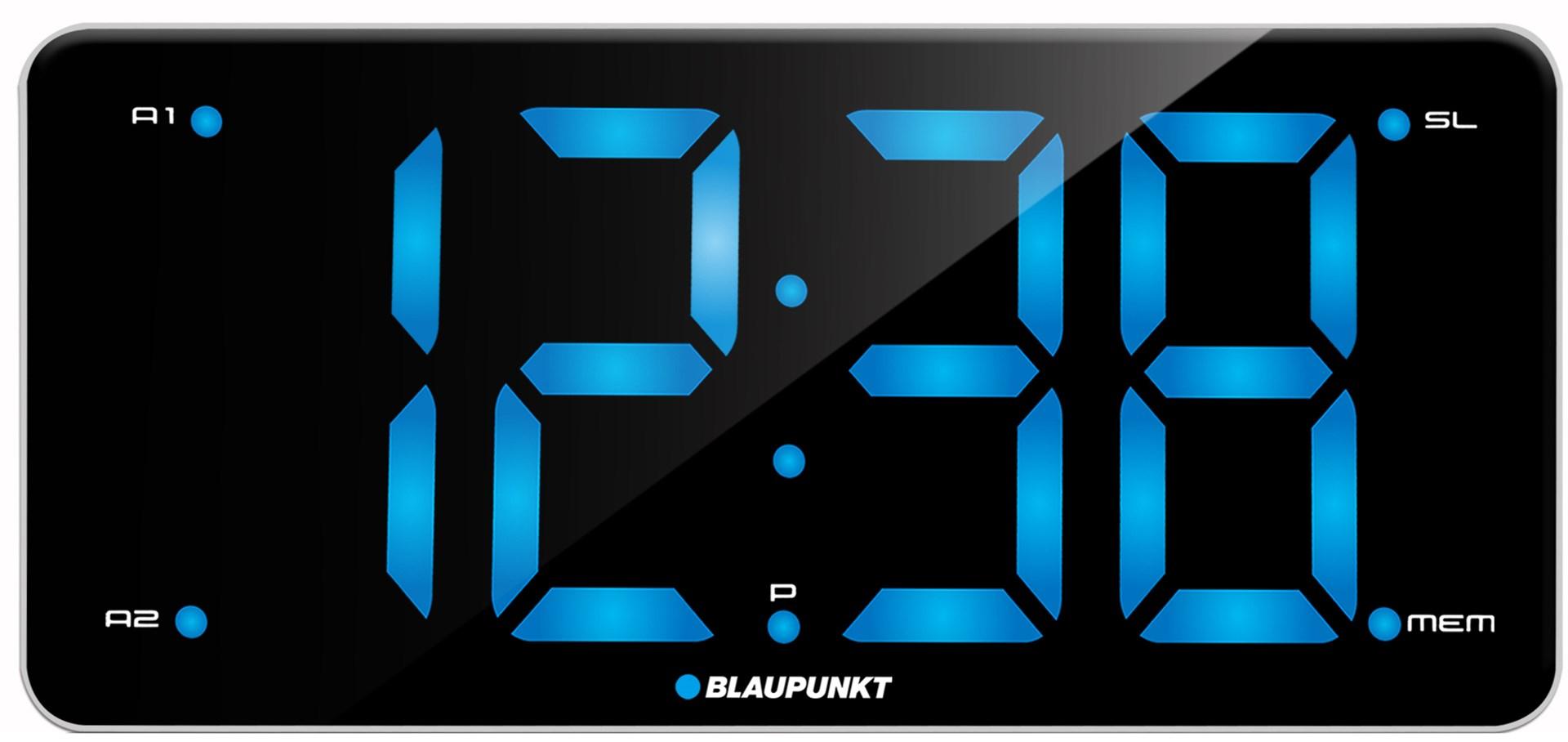 Blaupunkt CR15WH digitalt vækkeur med FM-radio og USB-opladning - sort/hvid