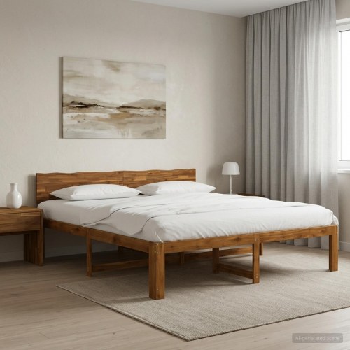 Dobbelt sengestel med hovedgærde ROSTOCK 200 x 200 cm naturfarvet