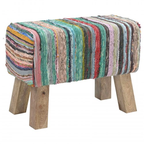 Bænk 60 x 30 x 45 cm i ægte læder - flerfarvet siddebænk