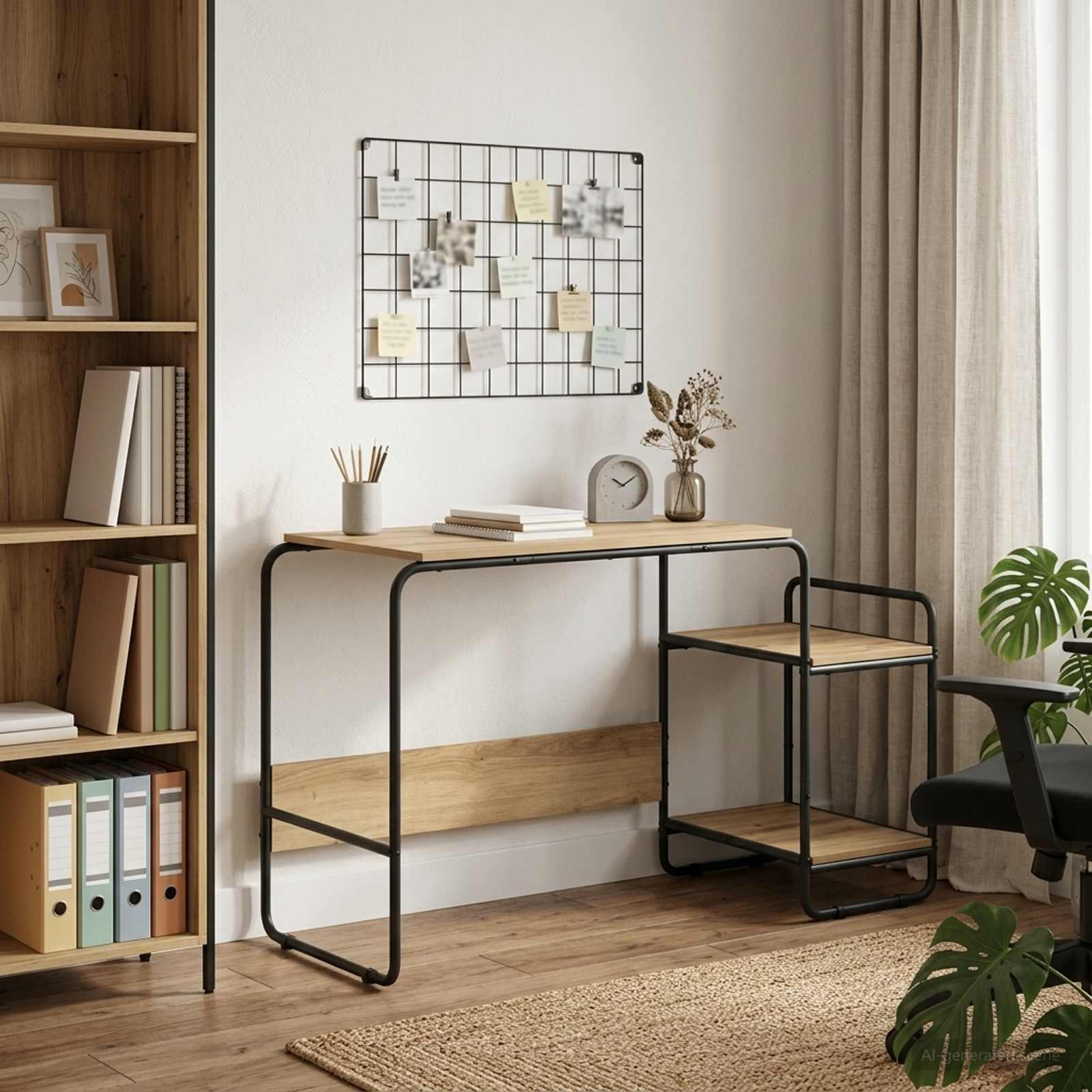 Skrivebord med opbevaring i artisan-eg 131,5 x 50 x 75,5 cm