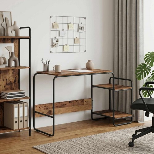 Skrivebord med opbevaring i gammelt træ 131,5 x 50 x 75,5 cm
