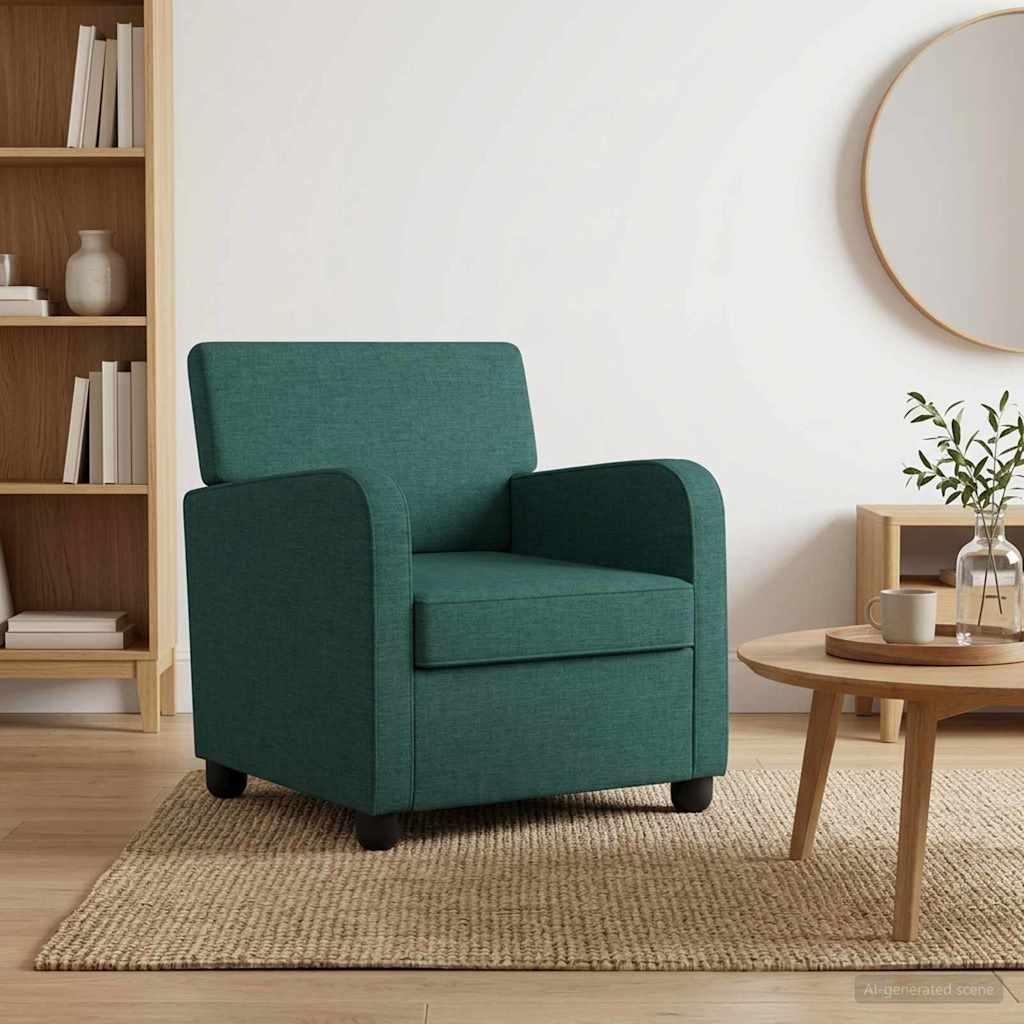 Lænestol i mørkegrøn stof - moderne loungestol