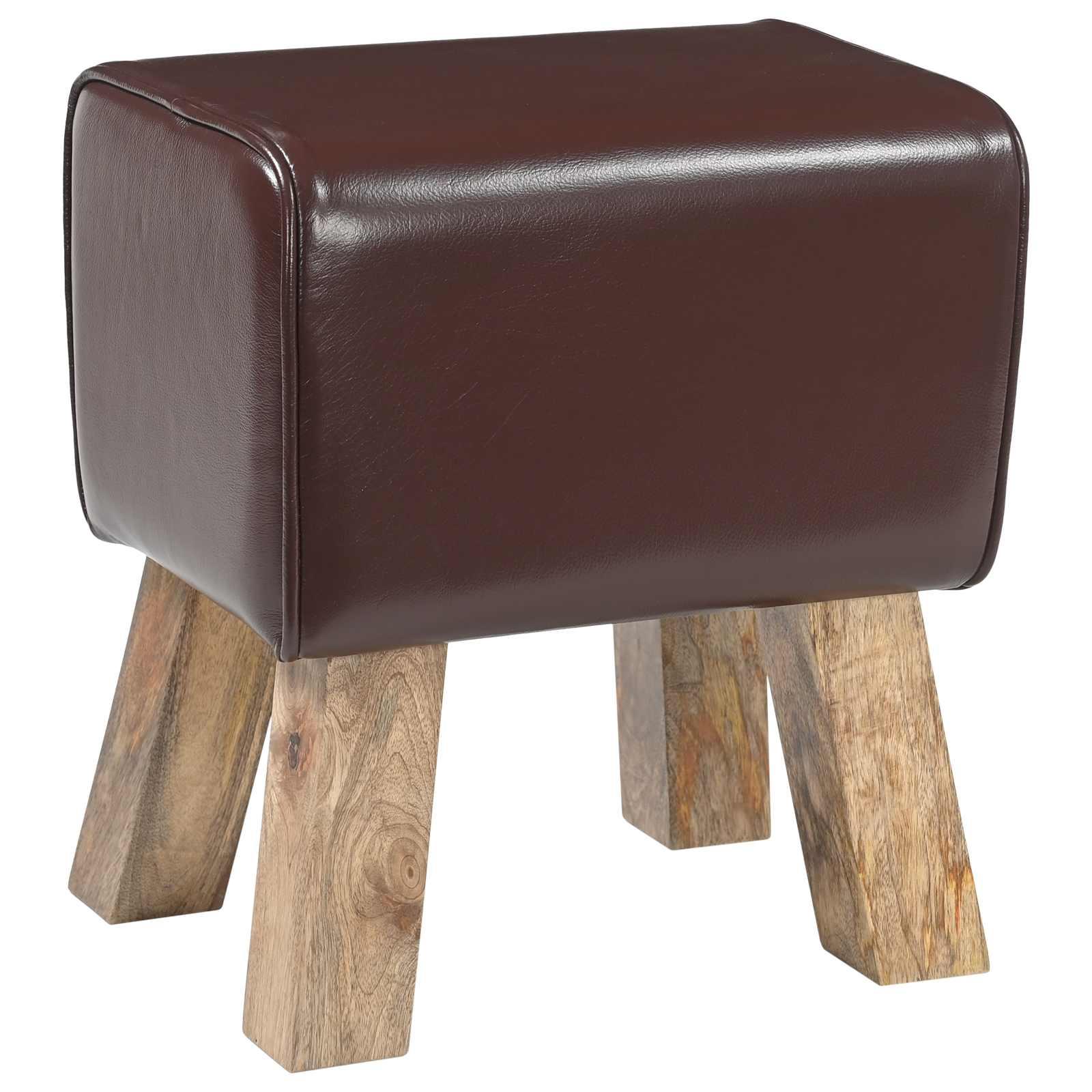 Entrébænk i ægte læder 40 x 30 x 45 cm mørk brun