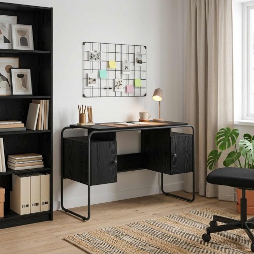 Skrivebord med opbevaring i sort eg 120 x 50,5 x 75,5 cm