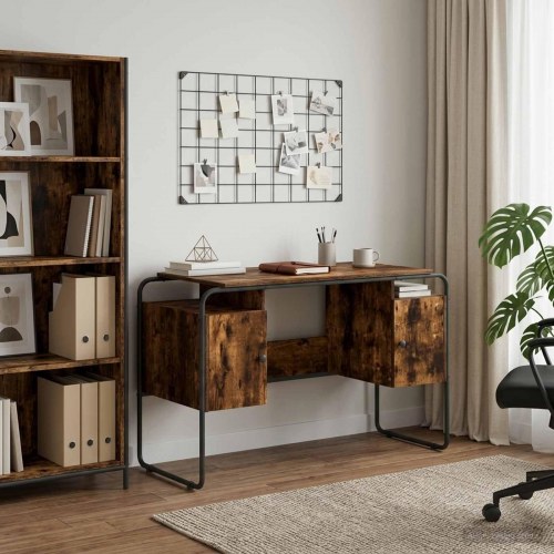 Skrivebord med opbevaring i røget eg 120 x 50,5 x 75,5 cm