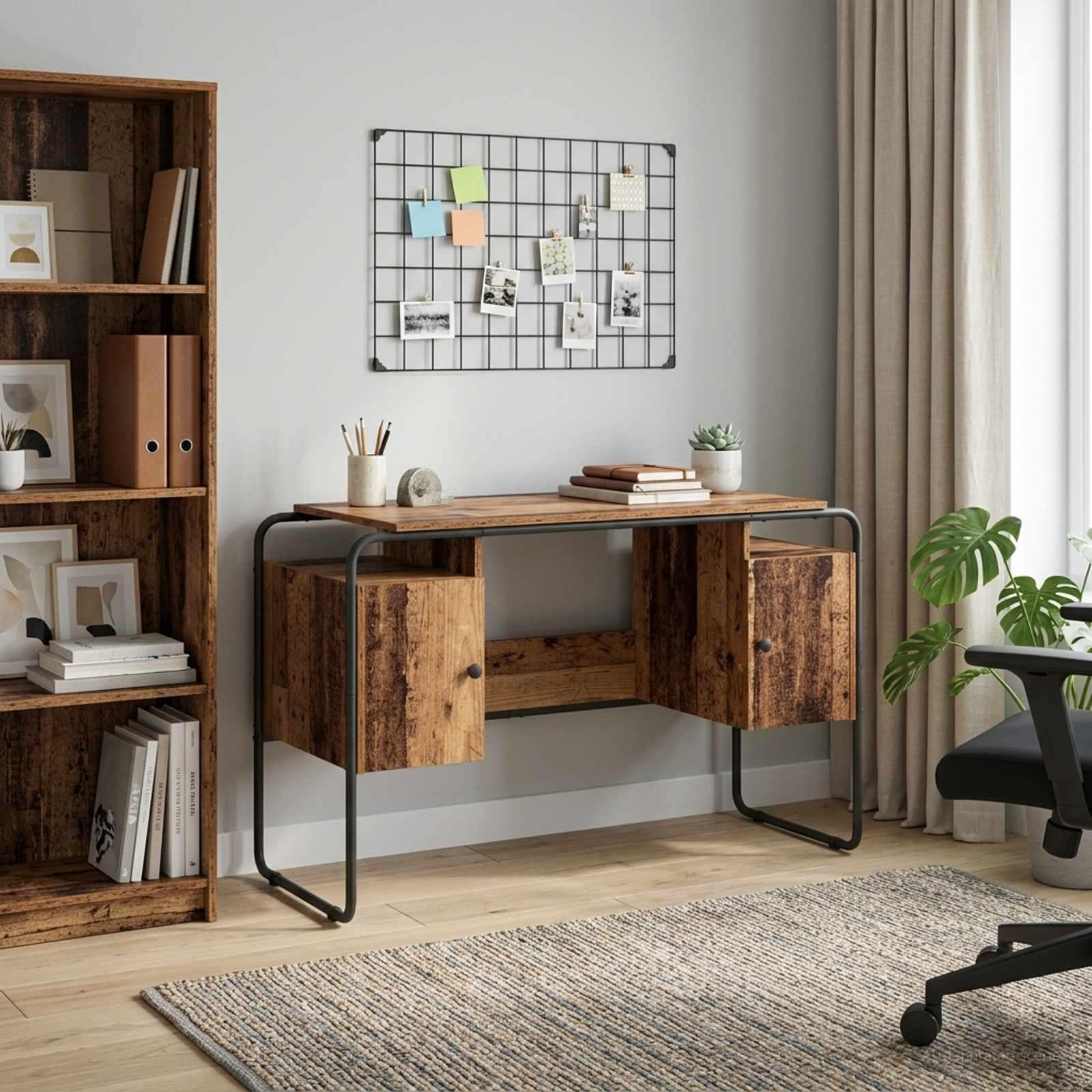 Skrivebord med opbevaring i gammelt træ 120 × 50,5 × 75,5 cm