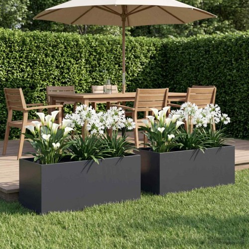 Blomsterkrukke 2 stk. antracit 100 x 40 x 40 cm