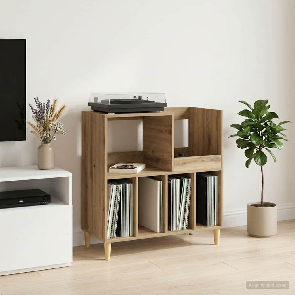 Pladespillerstand med opbevaring i artisan-eg 82 x 39,5 x 82,5 cm