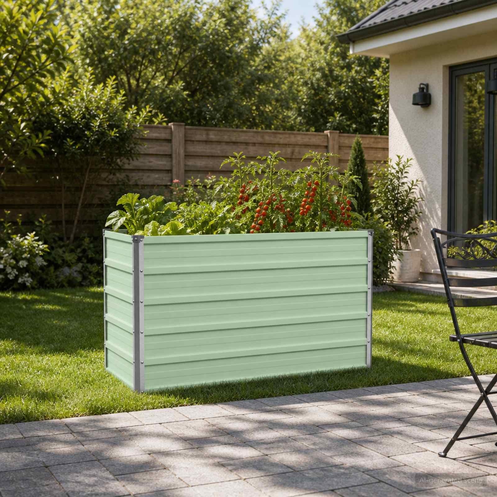 Hævet havebed i koldvalset stål 100 x 40 x 55 cm - pastelgrøn