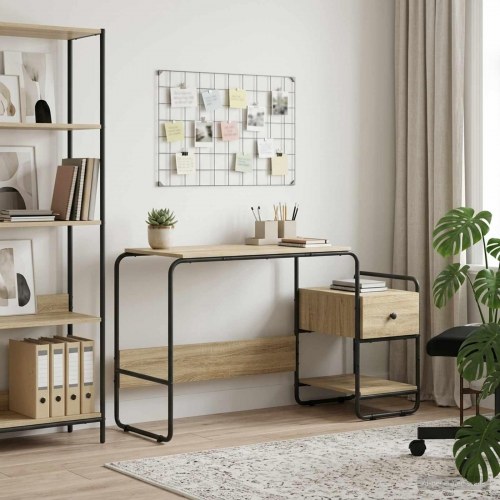 Skrivebord med opbevaring Sonoma-eg 131,5 x 50 x 75,5 cm