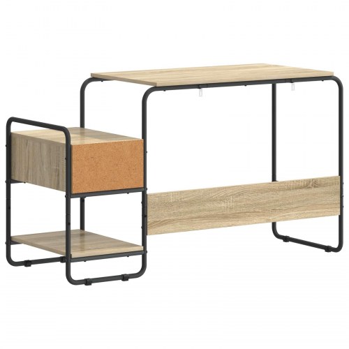 Skrivebord med opbevaring Sonoma-eg 131,5 x 50 x 75,5 cm