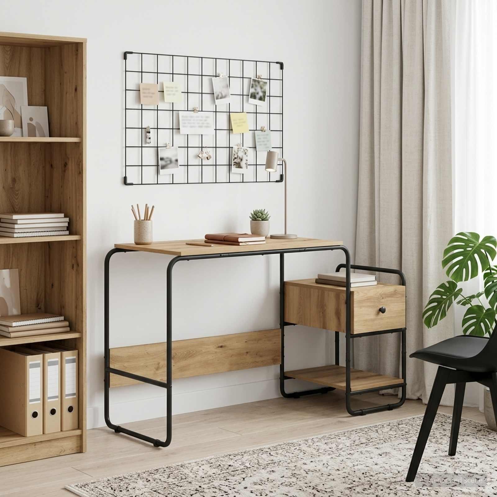 Skrivebord med opbevaring i artisan-eg 131,5 x 50 x 75,5 cm