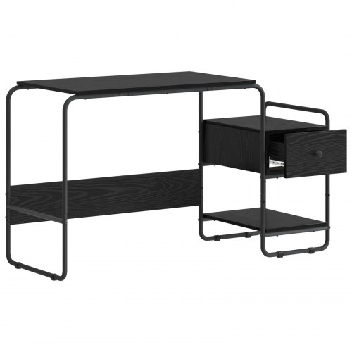 Skrivebord med opbevaring i sort eg 131,5 x 50 x 75,5 cm