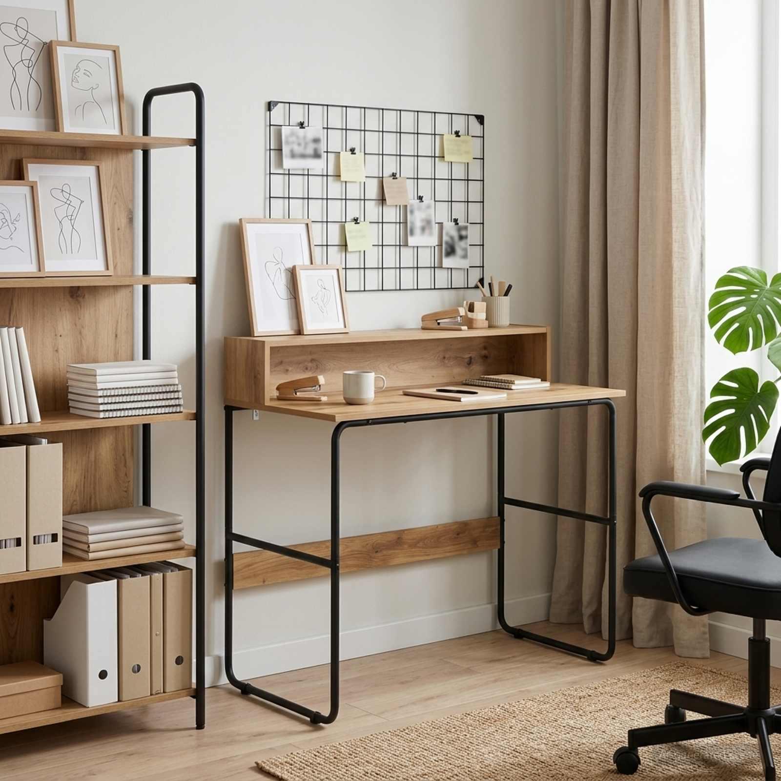 Skrivebord med opbevaring i artisan-eg 100 x 50 x 91 cm