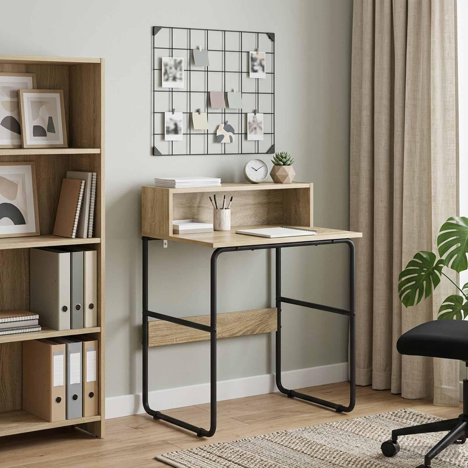 Skrivebord med opbevaring i sonoma-eg 60 x 50 x 91 cm