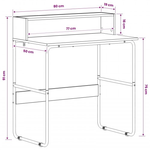 Skrivebord med opbevaring Sonoma-eg 80 x 50 x 91 cm