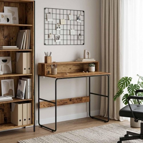 Skrivebord med opbevaring i gammelt træ 100 x 50 x 91 cm