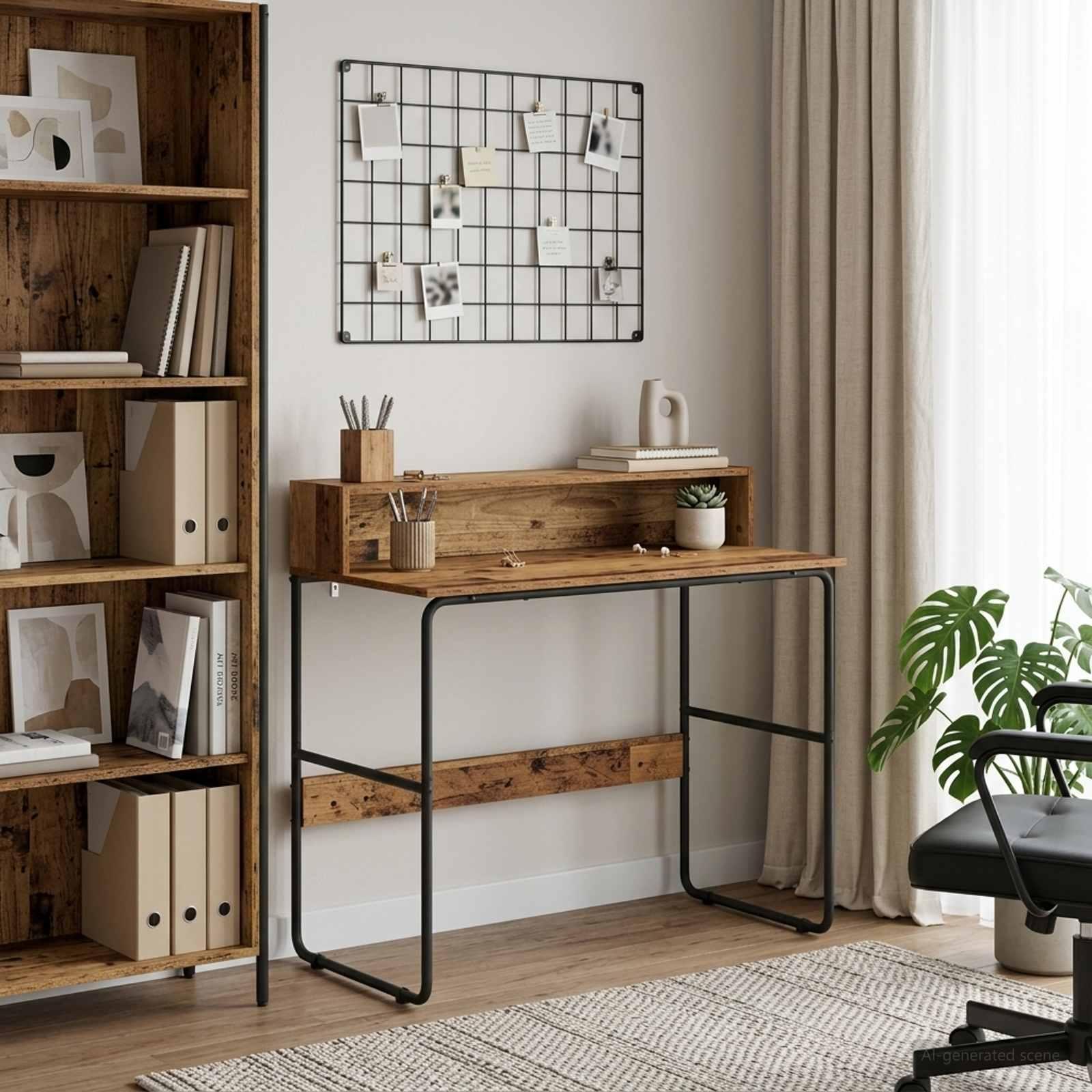 Skrivebord med opbevaring i gammelt træ 100 x 50 x 91 cm