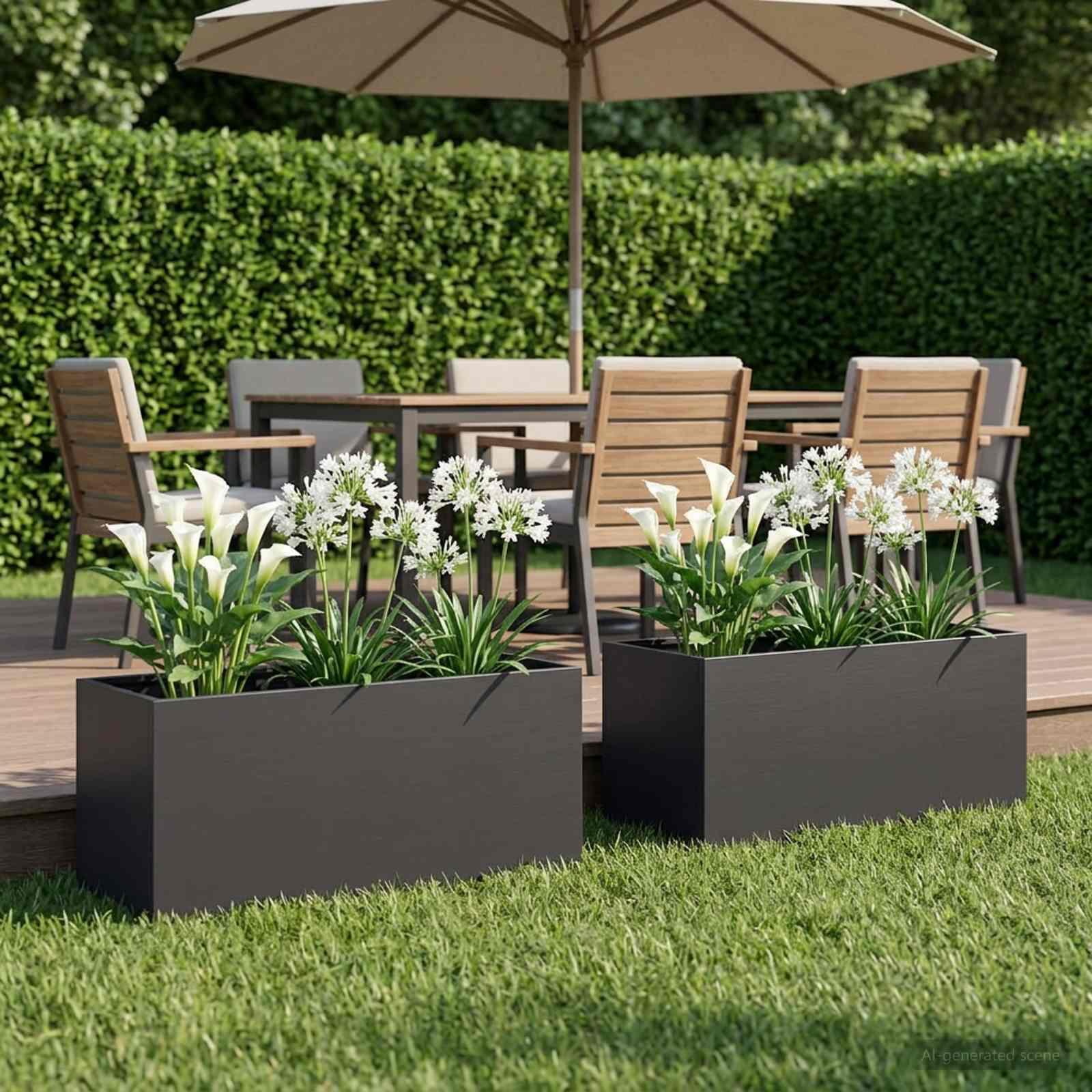 Blomsterkrukke 2 stk. sort 100 x 40 x 40 cm