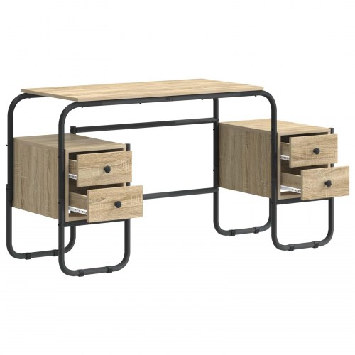 Skrivebord med opbevaring og 4 skuffer Sonoma-eg 145 x 50 x 75 cm