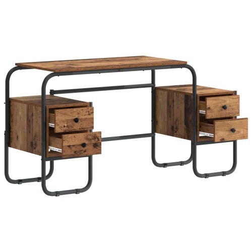 Skrivebord med opbevaring 145 x 50 x 75 cm - gammelt træ
