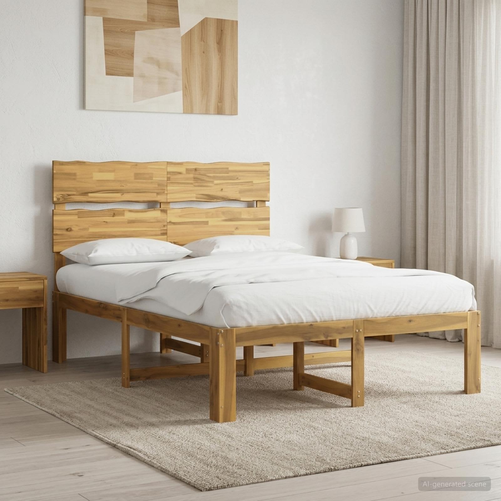 Dobbelt sengestel med hovedgærde ROSTOCK hvid 140 x 190 cm