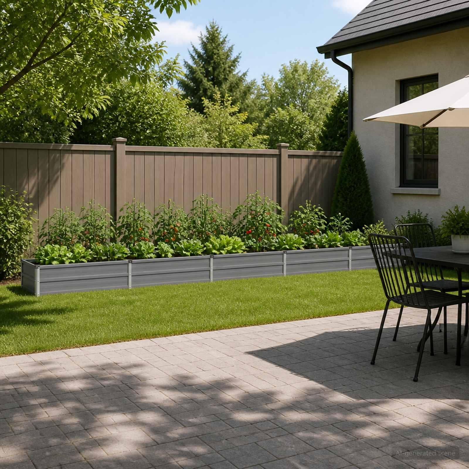 vidaXL Hævet Havebed Grå 400 x 40 x 24 cm Galvaniseret stål