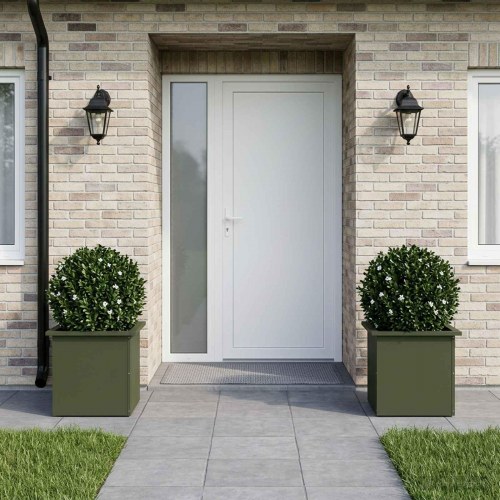 Plantekasse med LED 2 stk. - olivengrøn 40 x 40 x 40 cm
