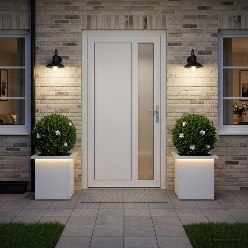 Plantekasser med LED 2 stk. - hvid 30 x 30 x 30 cm