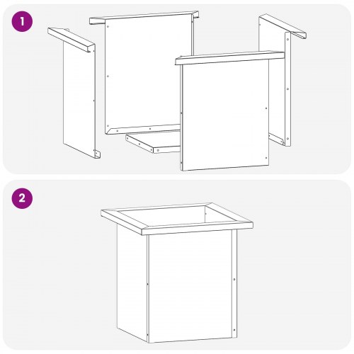 Plantekasser med LED 2 stk. - hvid 30 x 30 x 30 cm