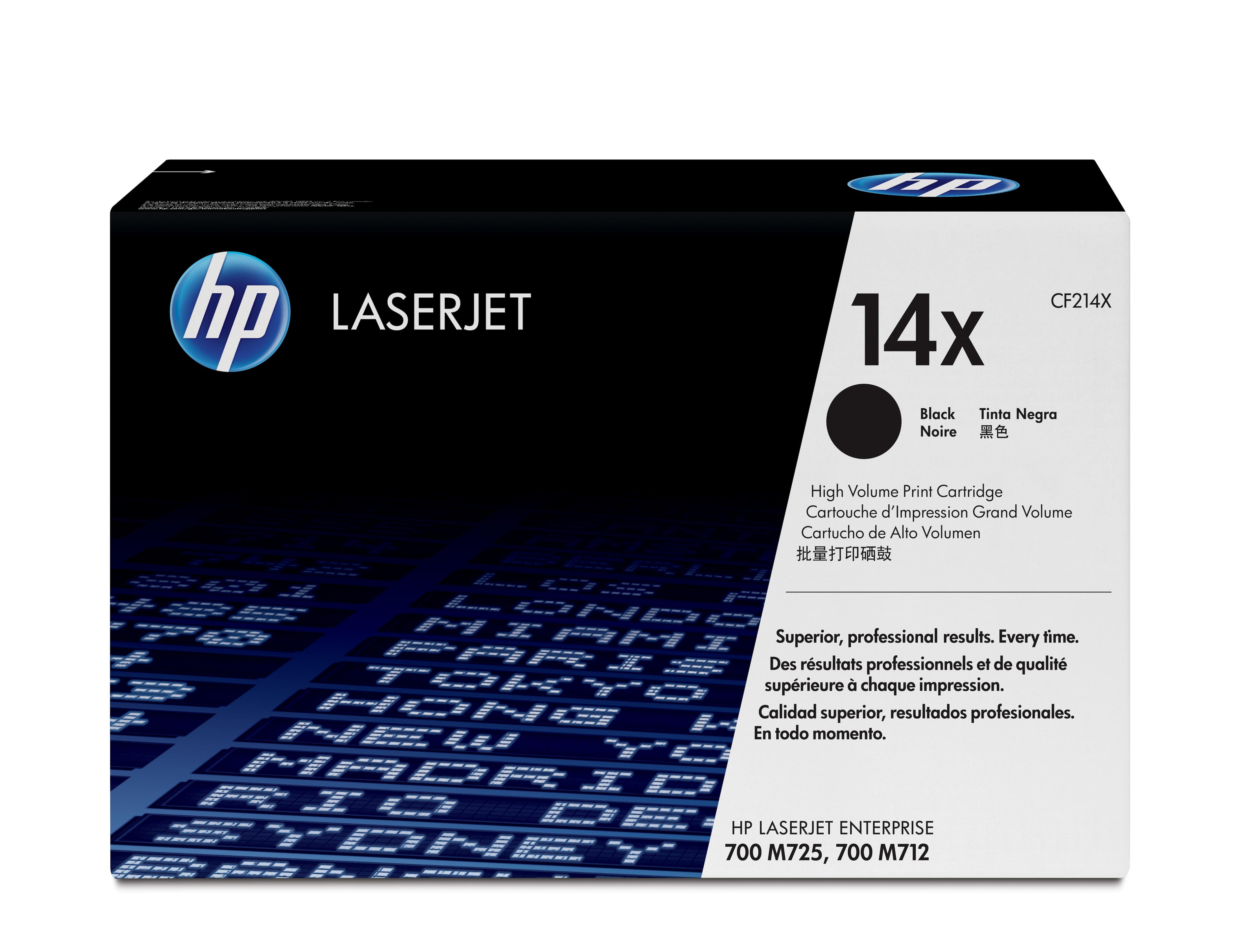 HP 14X / CF214X High Capacity Black Toner - Lasertoner Sort