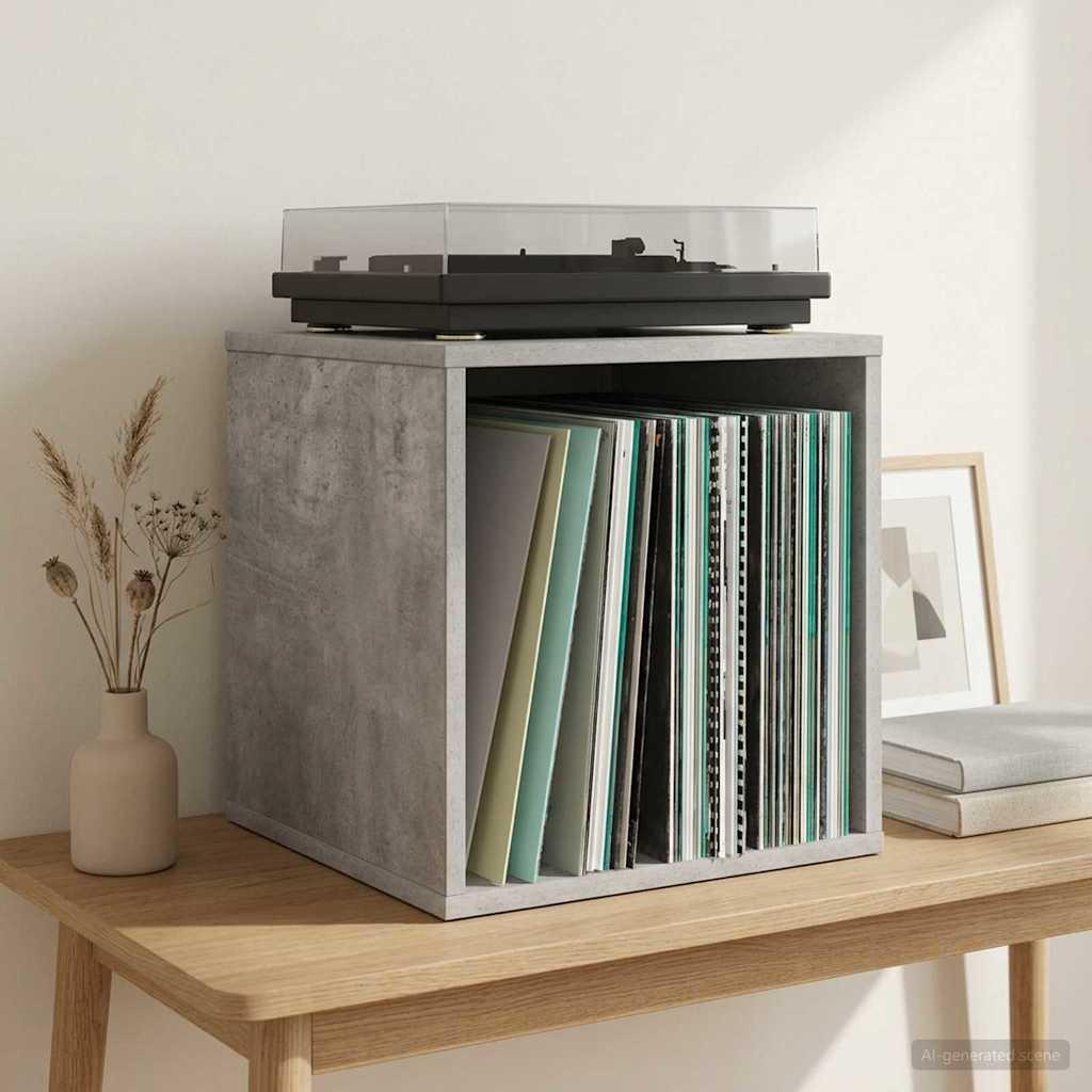 Vinylalbum kasse betongrå 37 x 36,5 x 38 cm i konstrueret træ