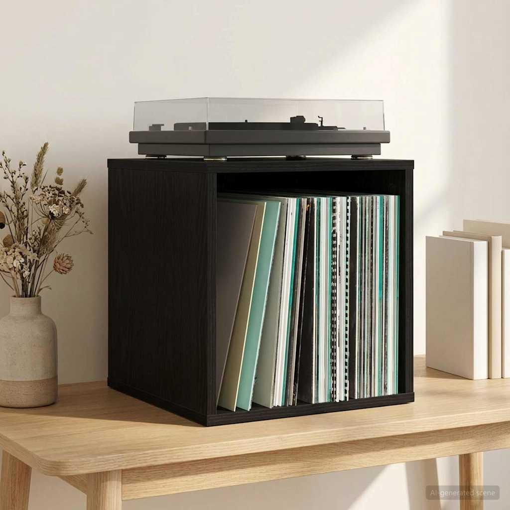 Vinylalbum kasse i sort eg 37 x 36,5 x 38 cm