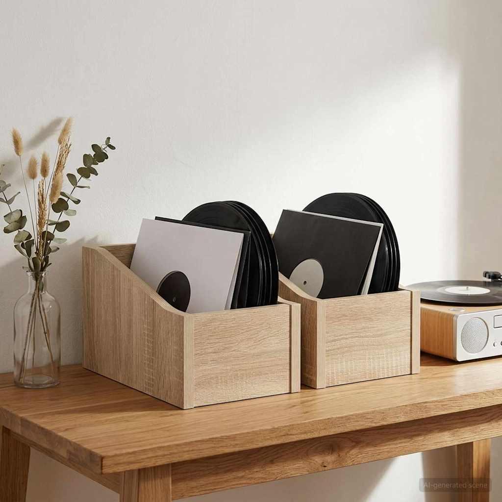 LP pladeæske 2 stk. i Sonoma-eg 18 x 32 x 18 cm vinylopbevaring