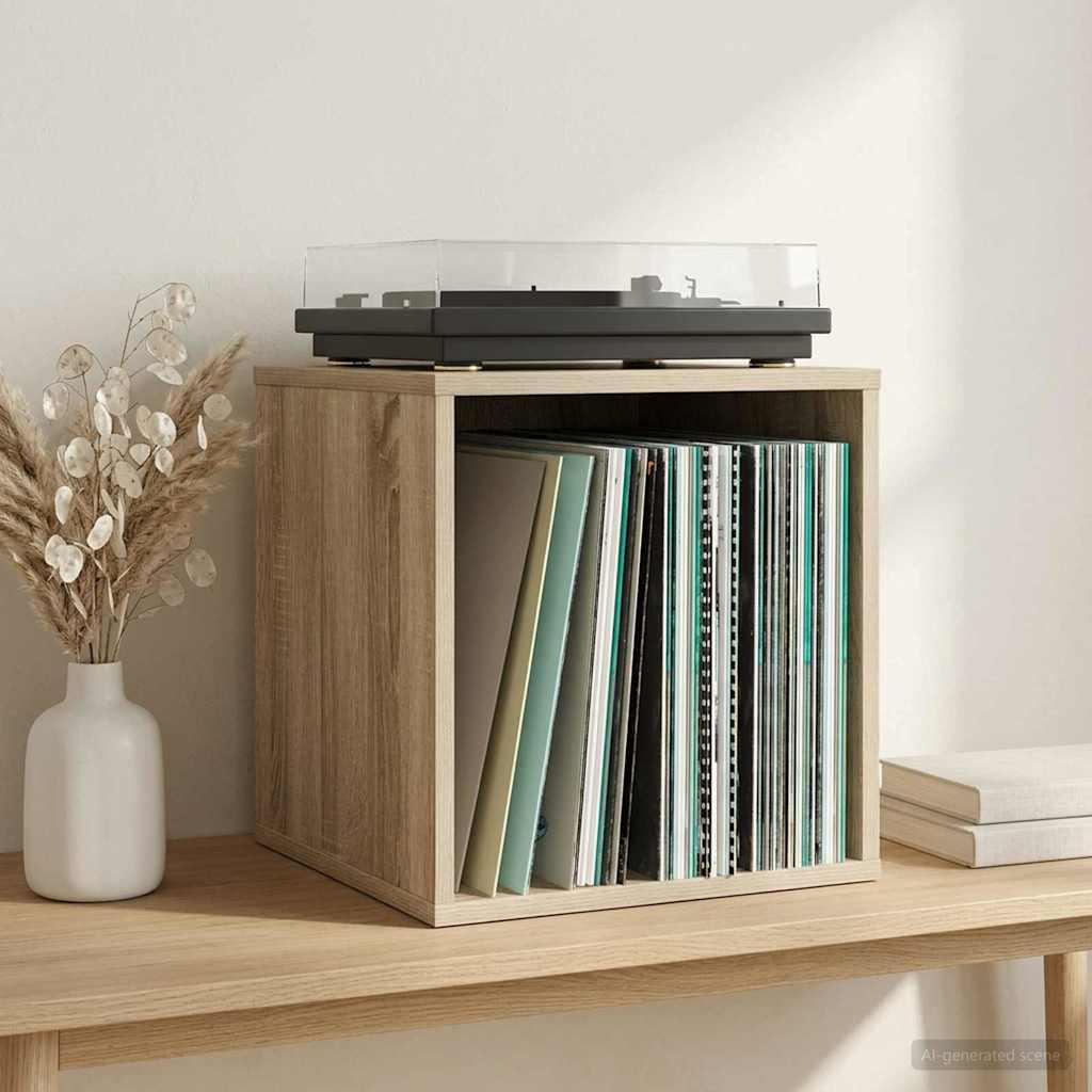 Vinylalbum kasse i Sonoma-eg 37 x 36,5 x 38 cm