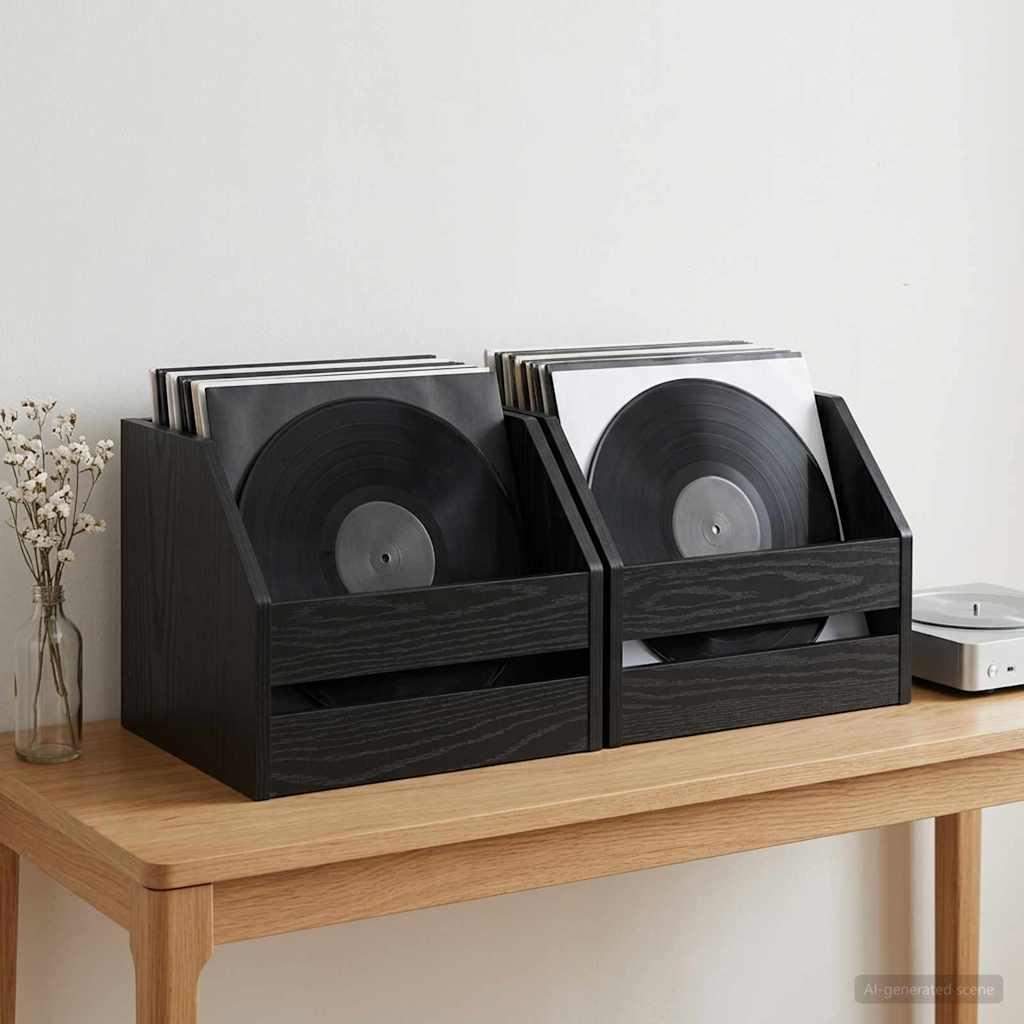 Vinylalbum kasse 2 stk. sort eg 38 x 30 x 29 cm