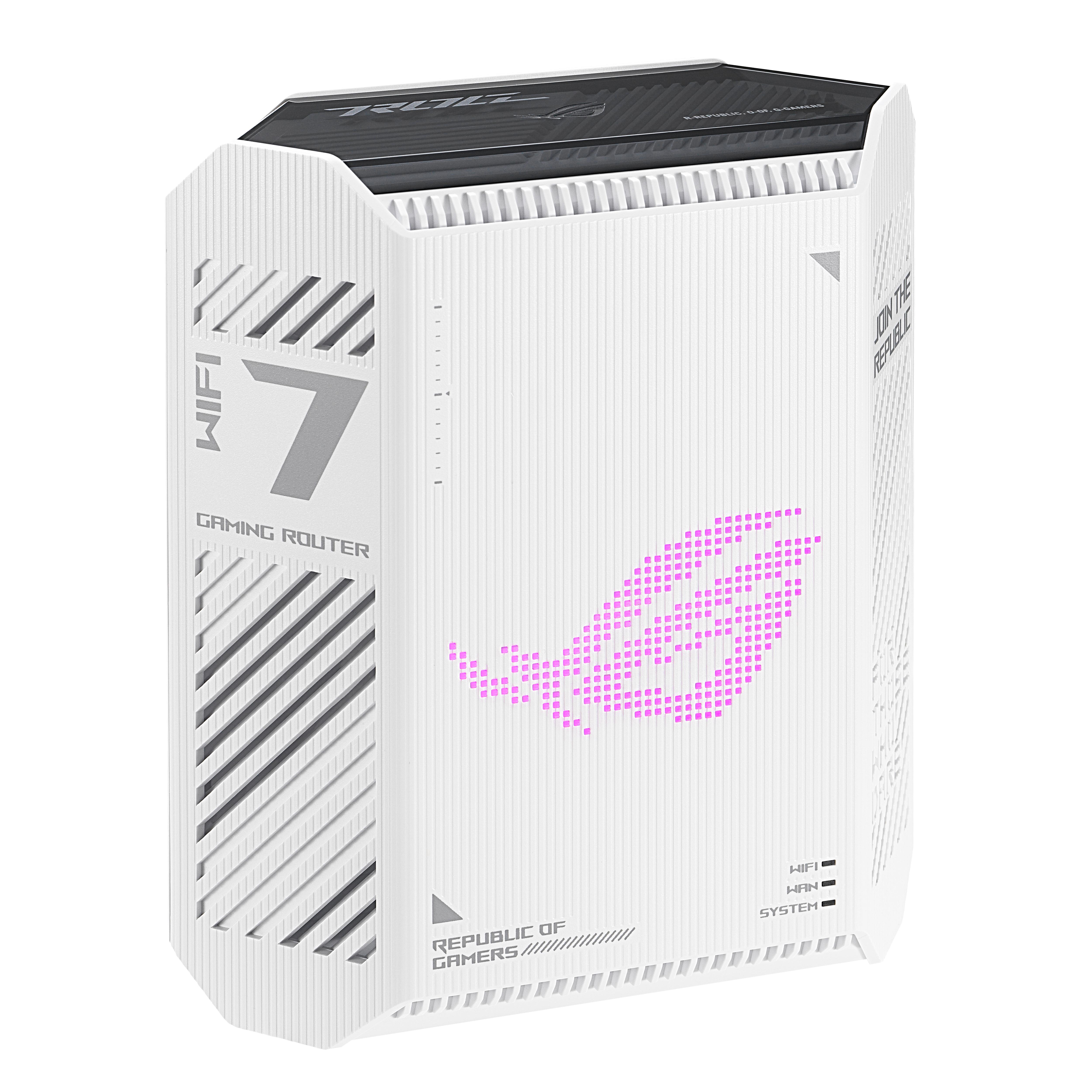 ASUS GS-BE7200 Wi-Fi 7 gaming-router med 2.5 Gigabit Ethernet, dual-band 2,4/5 GHz - hvid/sort