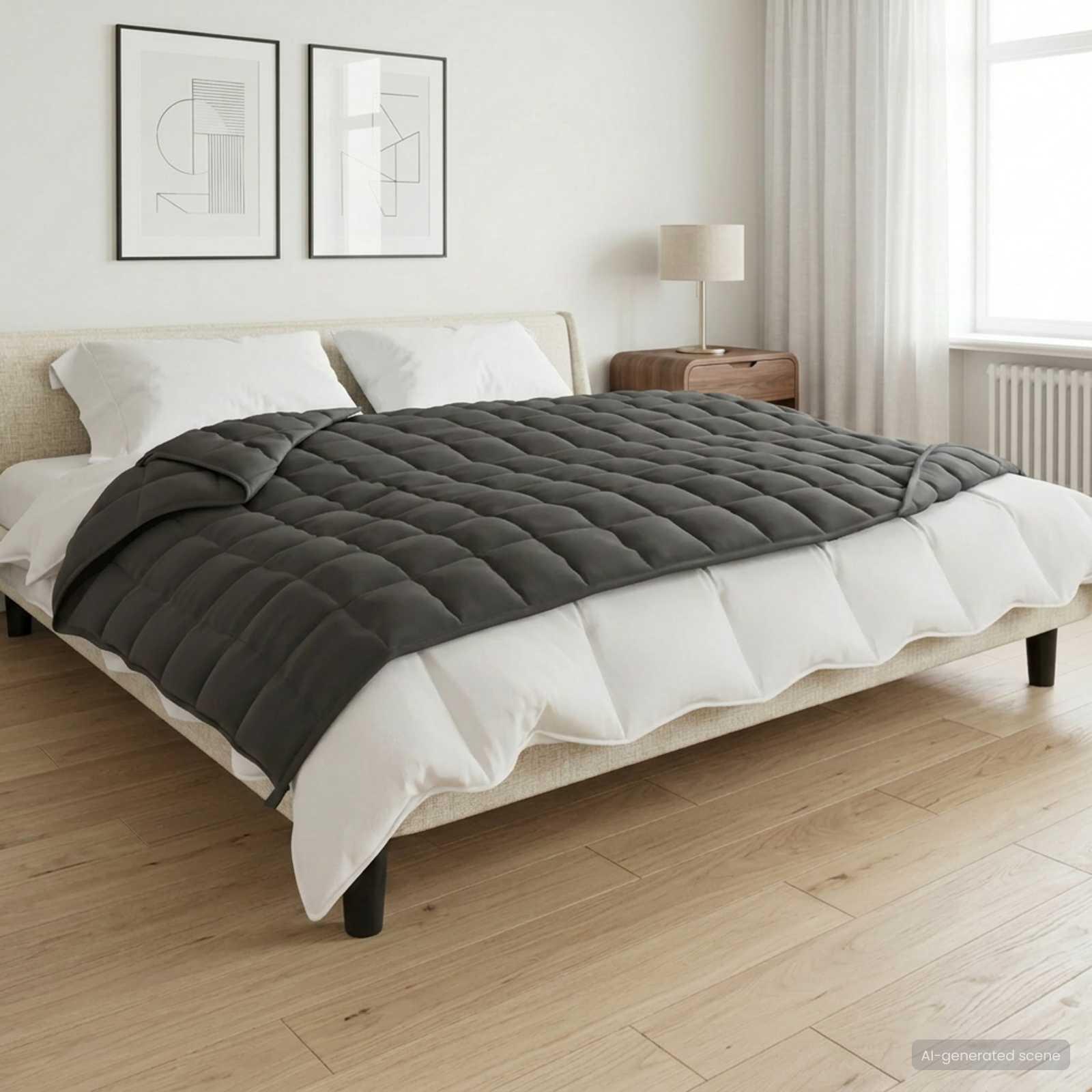 Vægtet tæppe antracit 150 x 200 cm 7 kg i 100% bomuld