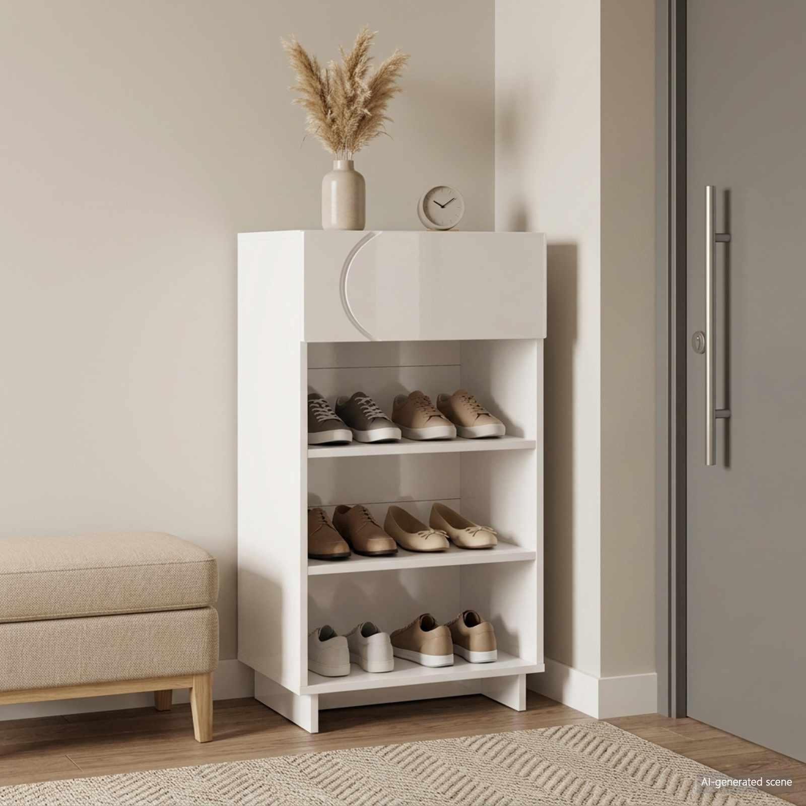 vidaXL Skoskab 48 x 38 x 87,5 cm Konstrueret træ Hvid højglans