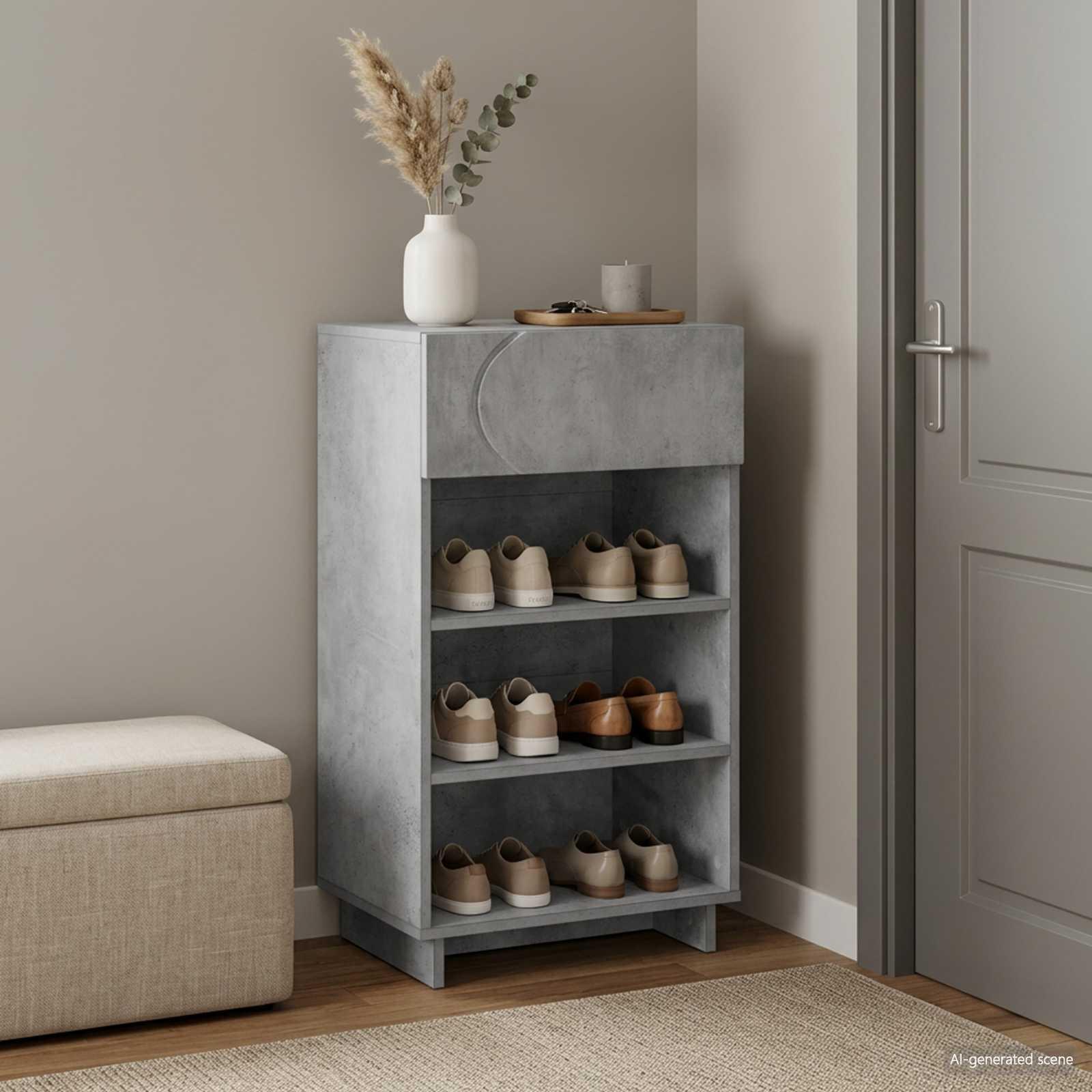 vidaXL Skoskab 48 x 38 x 87,5 cm Konstrueret træ Betongrå