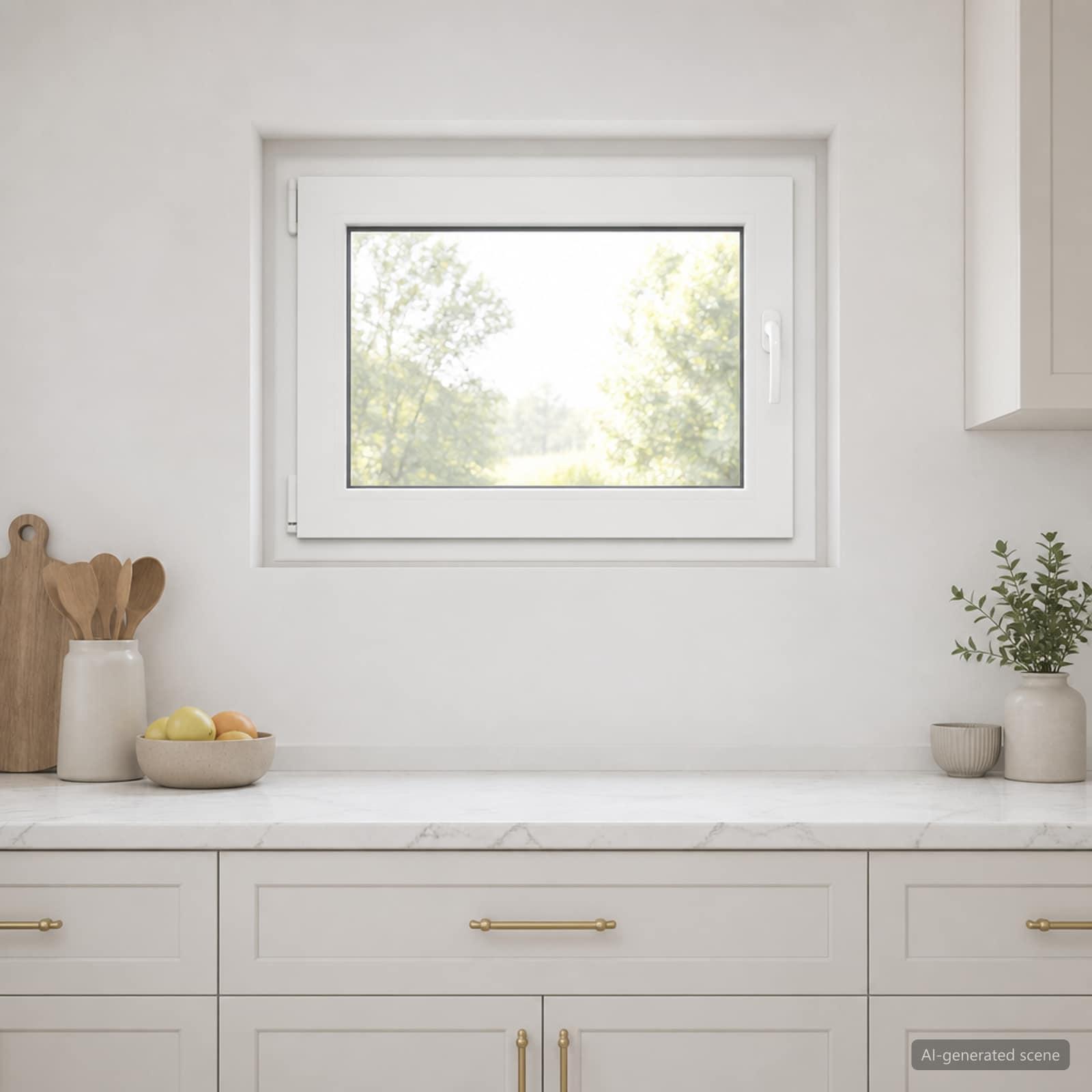 Kældervindue RISOR 80 x 55 cm i PVC og glas - hvid