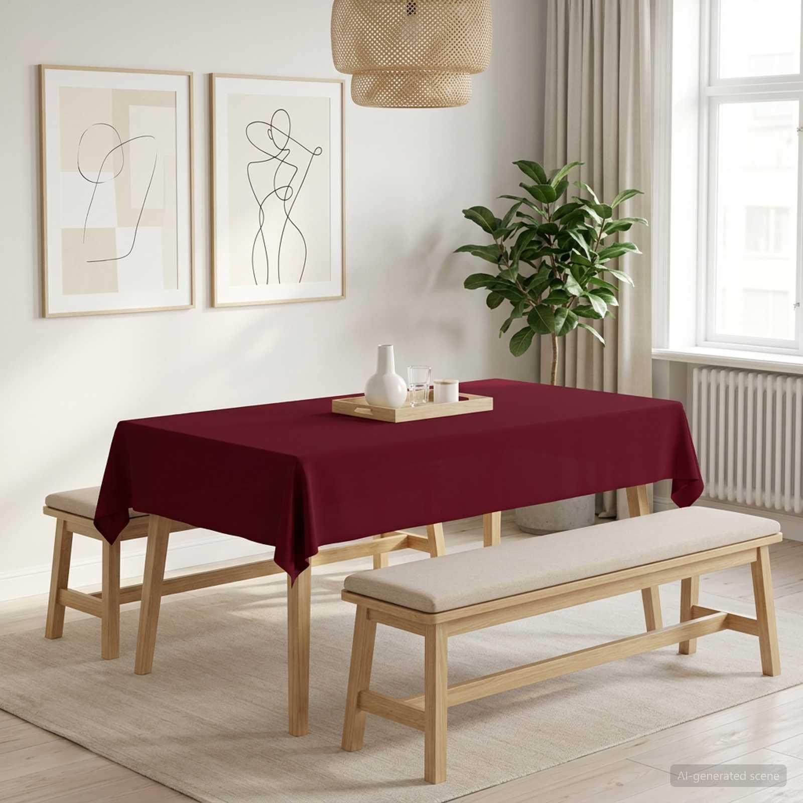 Bordklæde rektangulær vinrød 140 x 200 cm polyester