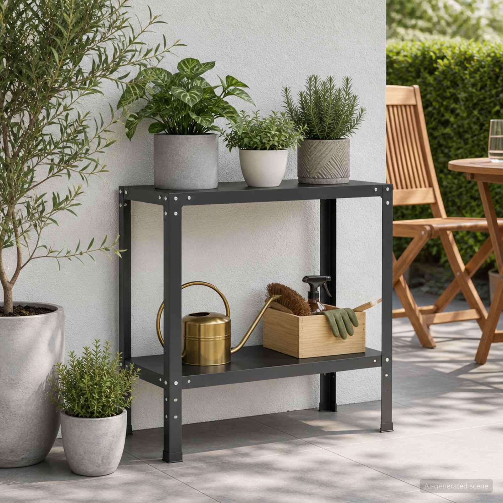 Plantebord 80 x 40 x 80 cm i pulverlakeret stål - sort