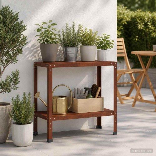 Plantebord i cortenstål 80 x 40 x 80 cm - rusten