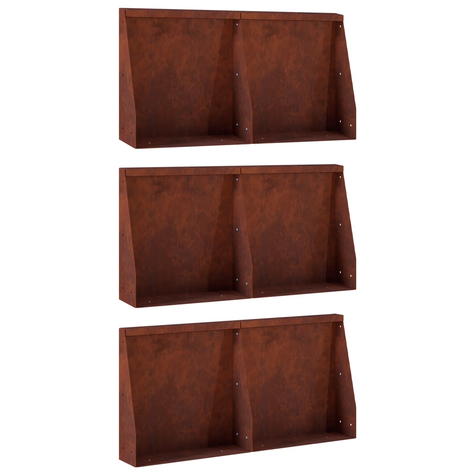 Støttemur i cortenstål 6 stk. 40 x 12 x 30 cm - rusten